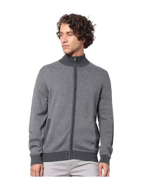 celio* charcoal full sleeves straight fit sweater