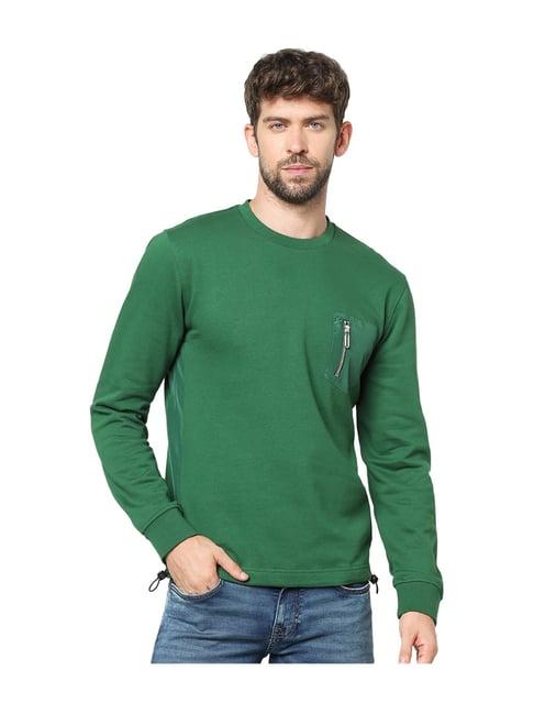 celio* green full sleeves straight fit sweatshirt