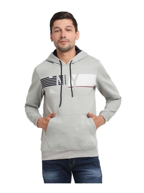 venitian- forbidden clothing grey printed hooded sweatshirt