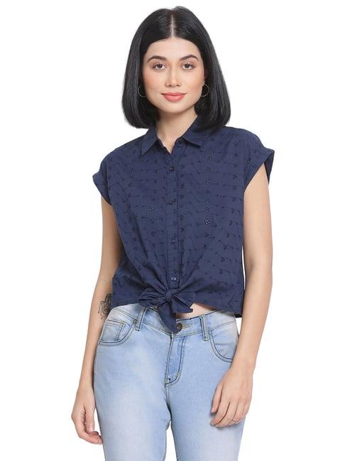 oxolloxo navy cotton embroidered shirt