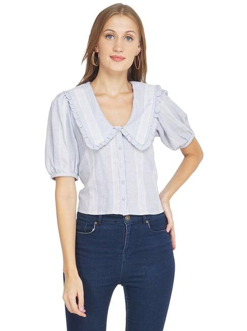 oxolloxo blue cotton printed shirt