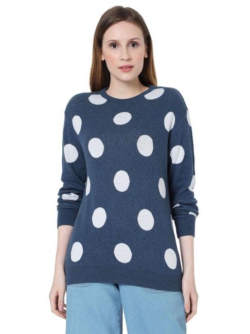 vero moda blue & white polka dot pullover