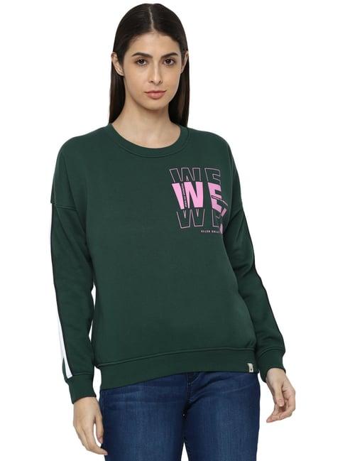 allen solly green & pink graphic print sweatshirt