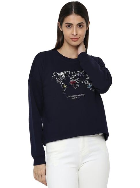 allen solly navy & white graphic print sweatshirt