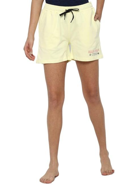 allen solly yellow cotton printed shorts