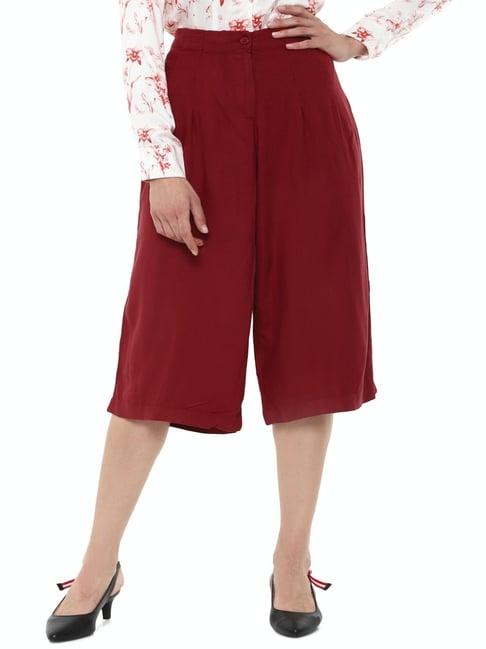 van heusen maroon regular fit culottes