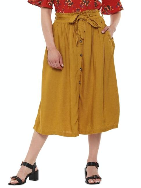 van heusen yellow mid rise skirt