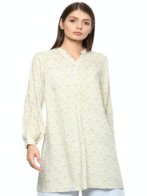 van heusen yellow floral print tunic