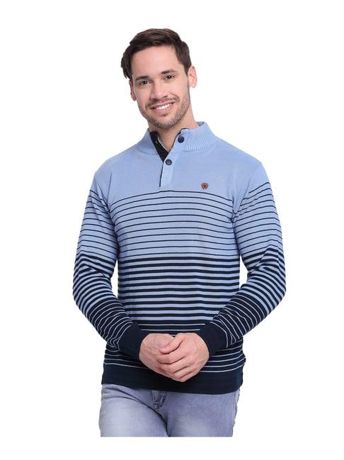 cantabil sky blue striped pullover