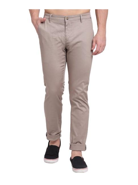 cantabil brown regular fit trousers