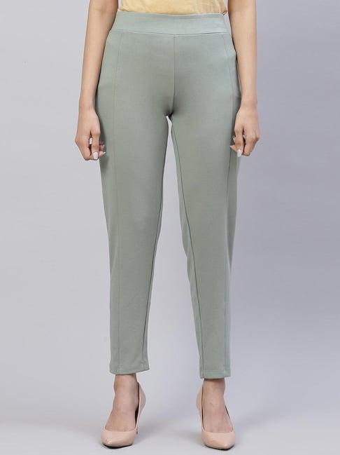 biba green mid rise pants