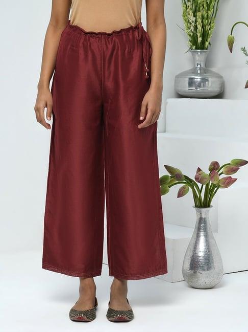 fabindia maroon regular fit palazzos