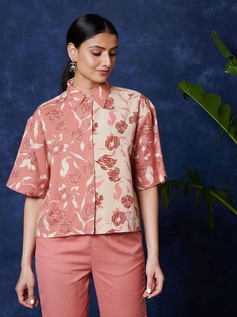 fabindia pink printed shirt