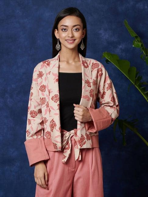 fabindia pink printed shrug