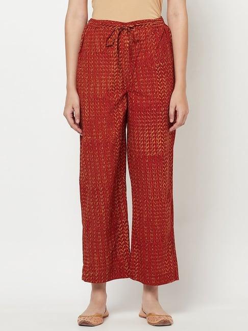 fabindia red cotton printed pants