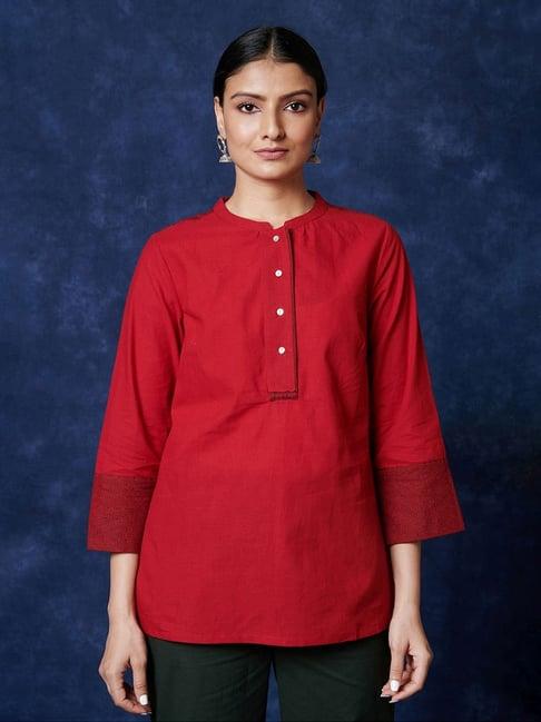 fabindia red cotton tunic