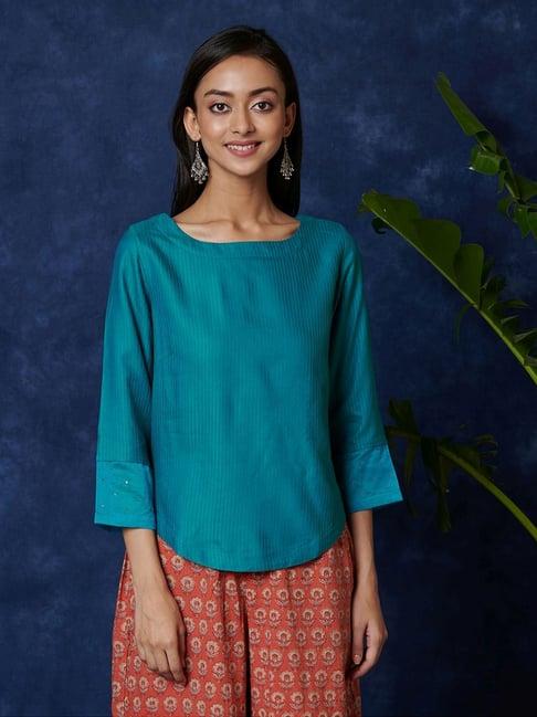 fabindia turquoise regular fit tunic