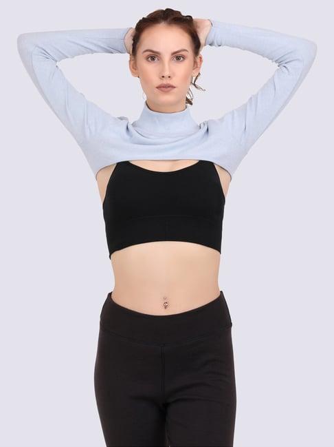 everdion grey cotton sports crop top