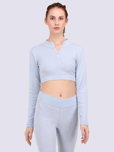 everdion grey cotton sports crop top