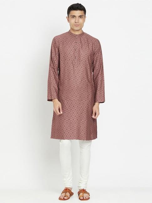 fabindia mauve slim fit printed kurta