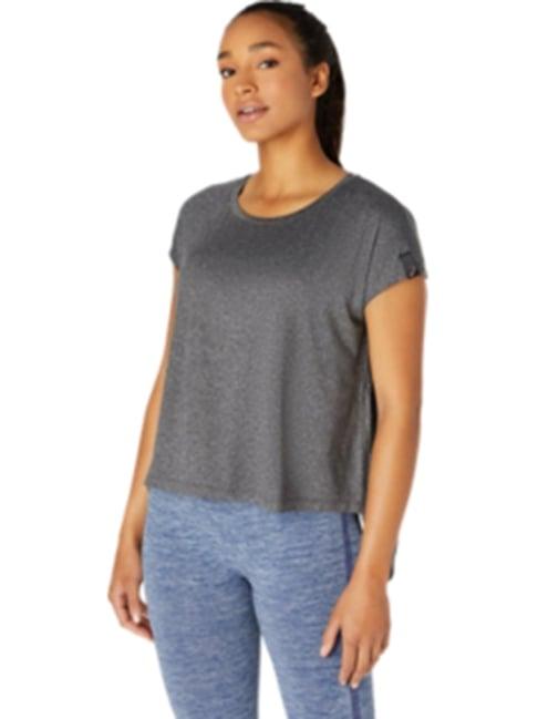 asics grey half sleeve crop top