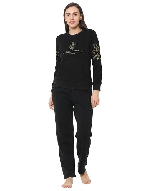 sweet dreams black floral print sweatshirt with pyjamas