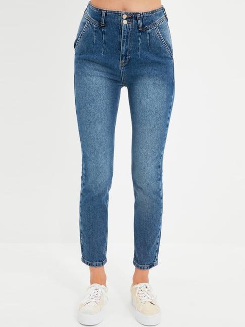 trendyol blue cotton jeans