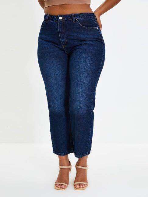 trendyol navy cotton jeans