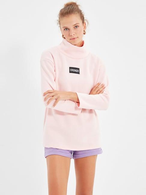 trendyol pink cotton embroidered sweatshirt