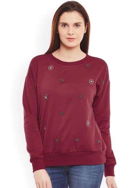 belle fille maroon embellished sweatshirt