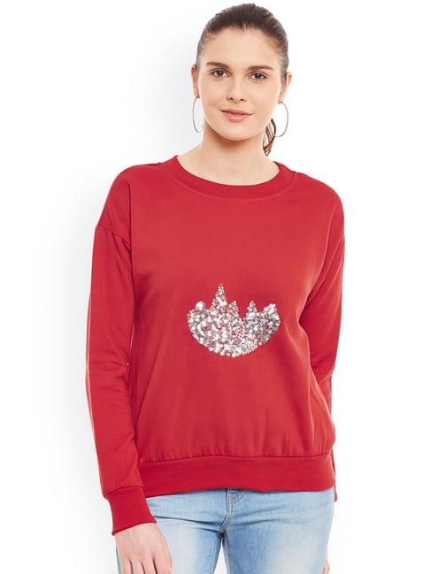 belle fille red embellished sweatshirt