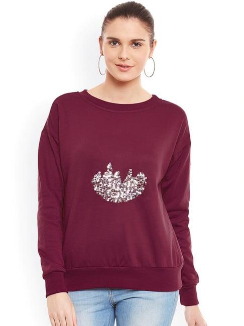 belle fille maroon embellished sweatshirt