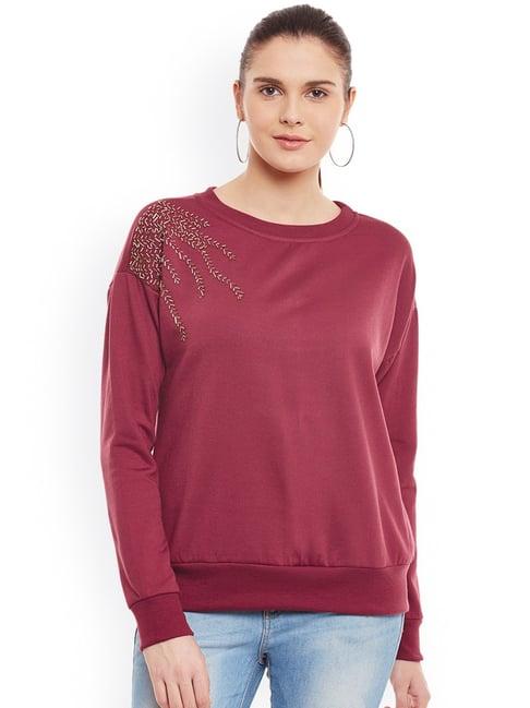 belle fille maroon embellished sweatshirt