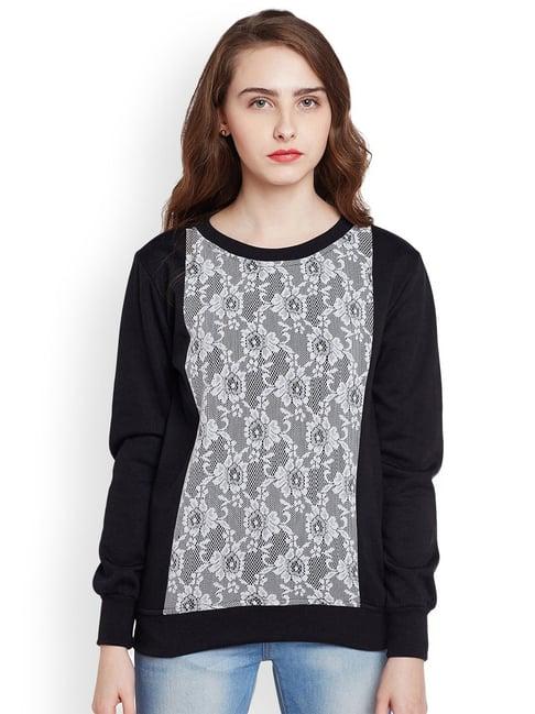 belle fille black lace sweatshirt