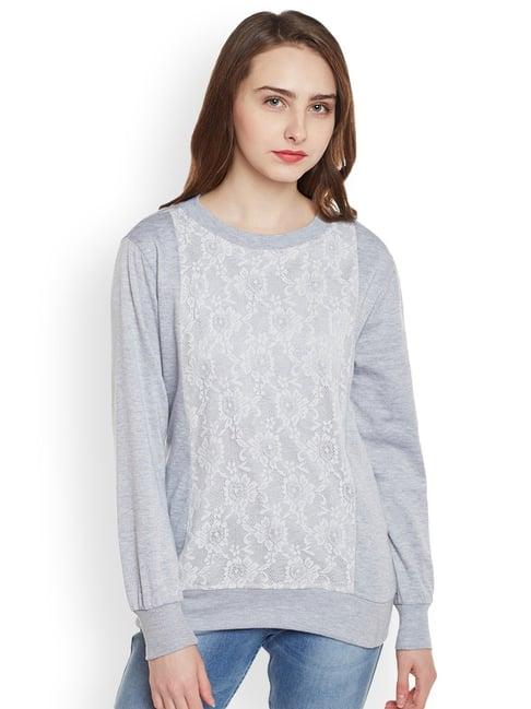 belle fille grey lace sweatshirt