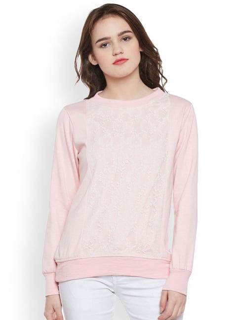 belle fille pink lace sweatshirt