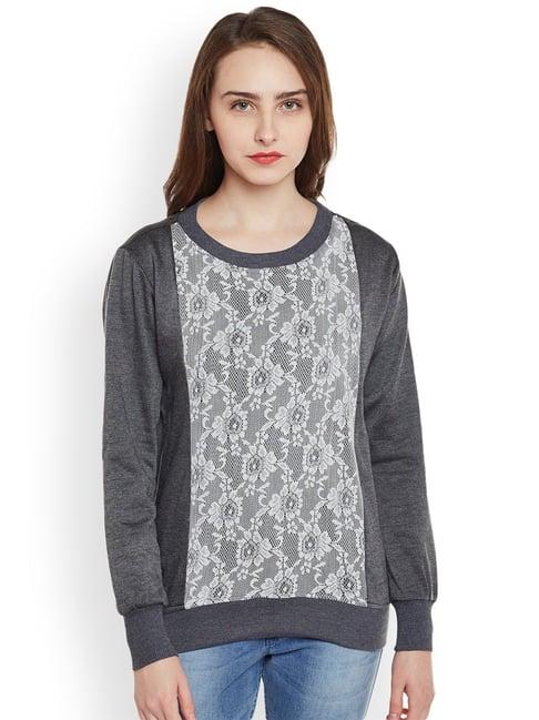 belle fille grey lace sweatshirt