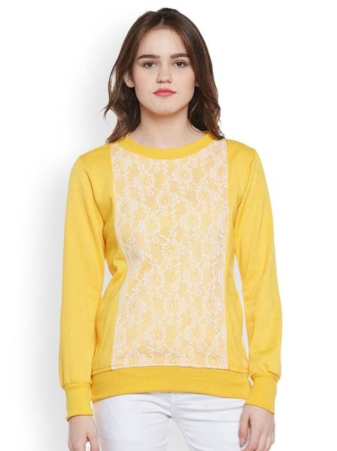 belle fille yellow lace sweatshirt