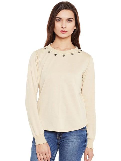 belle fille tan embellished sweatshirt