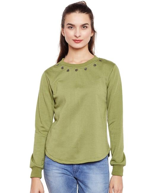 belle fille green embellished sweatshirt