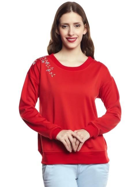 belle fille red embellished sweatshirt