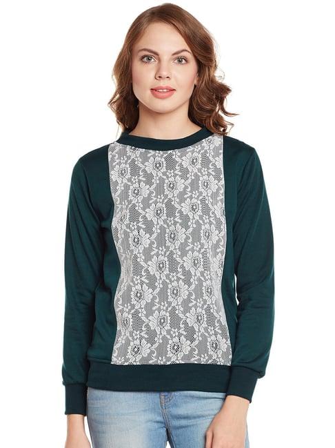 belle fille teal lace sweatshirt