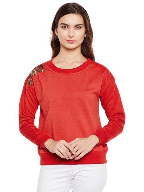 belle fille red embellished sweatshirt