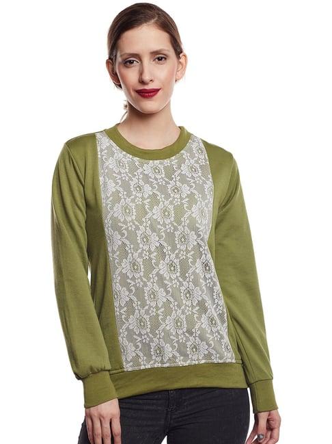 belle fille green lace sweatshirt