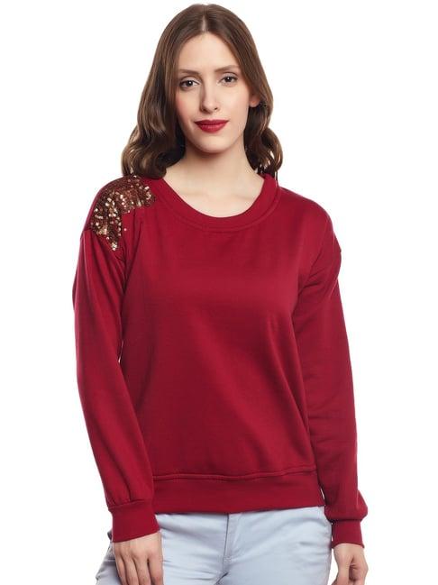 belle fille maroon embellished sweatshirt