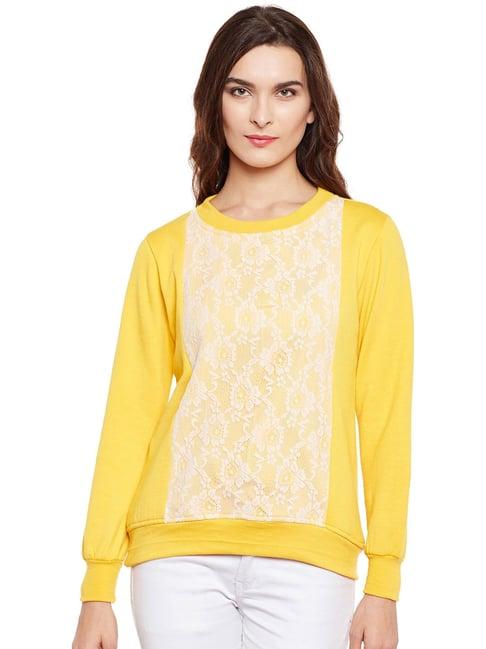 belle fille yellow lace sweatshirt