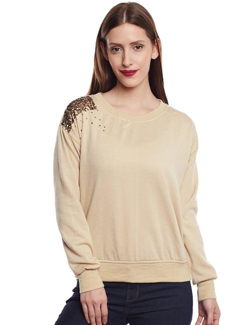 belle fille tan embellished sweatshirt