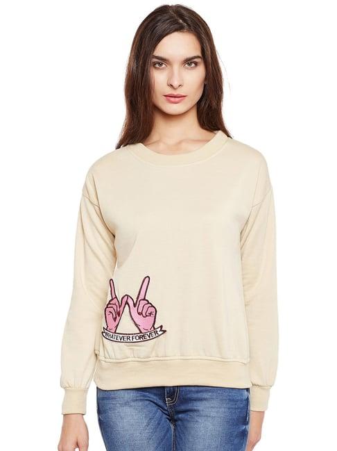 belle fille tan patchwork sweatshirt