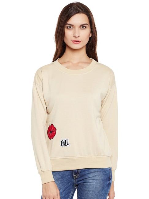 belle fille tan patchwork sweatshirt