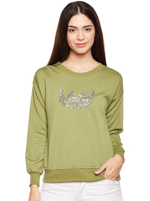 belle fille green embellished sweatshirt